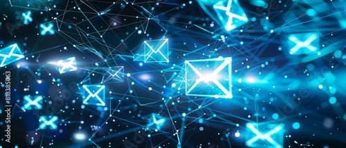 An artistic depiction of email icons floating in a digital space