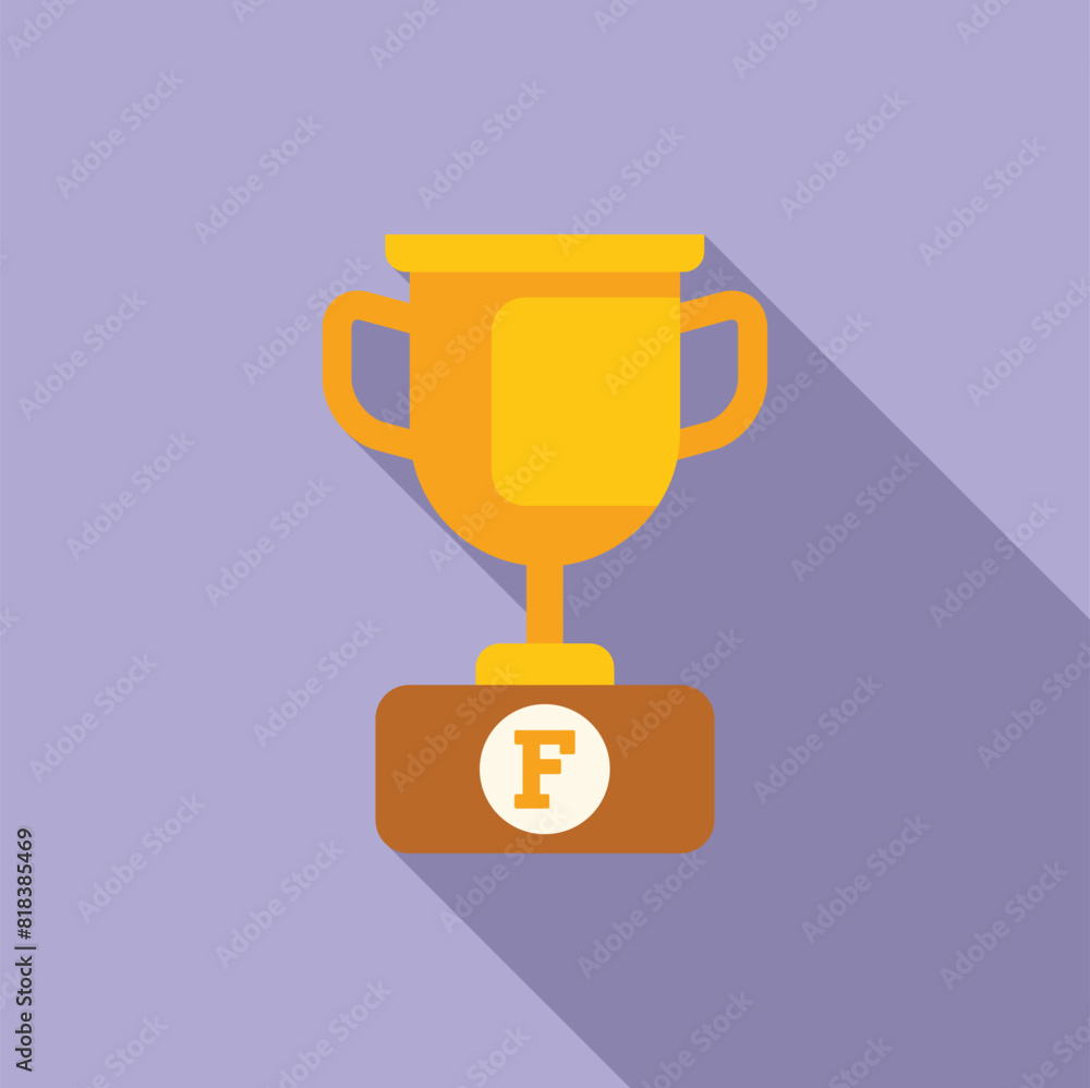 Flat design icon of a gold trophy cup with a capital f, symbolizing first place or a win Flat design icon of a gold trophy cup with a capital f, symbolizing first place or a win