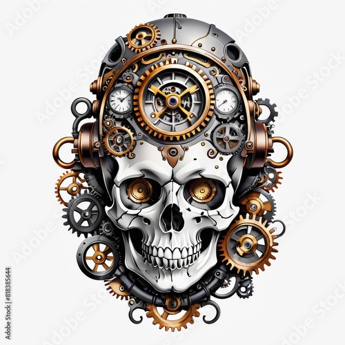 Steampunk Skull with Top Hat and Gears