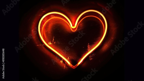 Mini heart light neon night isolated with black background 