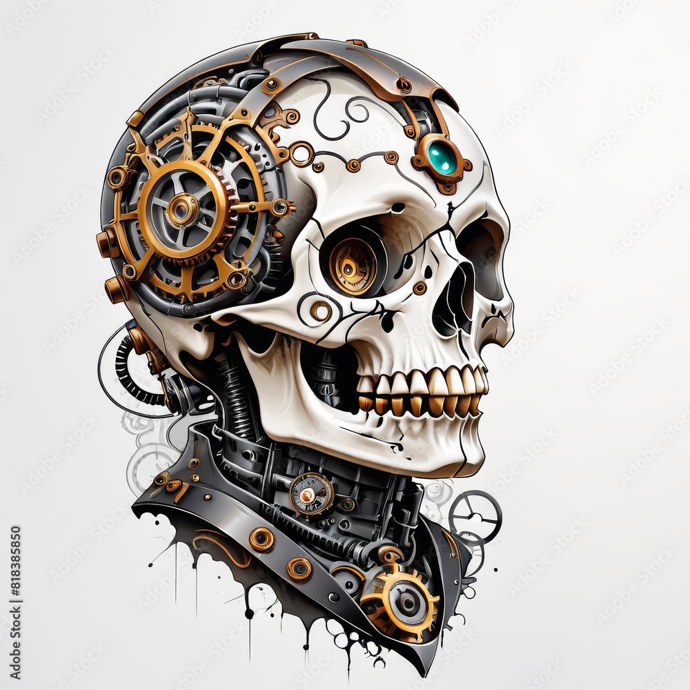 Steampunk Skull with Top Hat and Gears Steampunk Skull with Top Hat and Gears