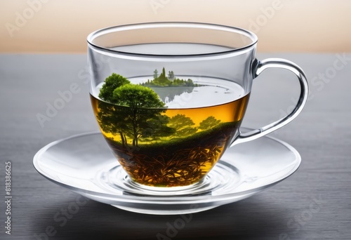 Beautiful landscape inside a tea cup
