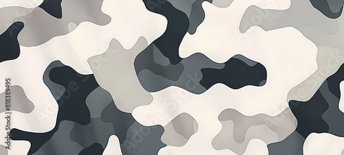 Australian Camouflage Design in Grey Scale - Large Wide Pattern