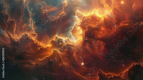 Cluster of Stars and Nebula Capturing the Enigmatic Beauty of the Cosmos in Stunning Detail