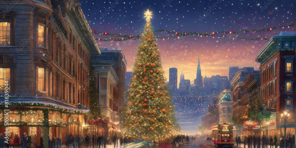 Fototapeta premium malerisches Weihnachten mit christbaum