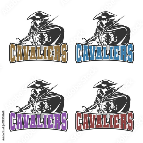 Cavaliers Illustration Clip Art Design Shape. Mascot Silhouette Icon Vector.