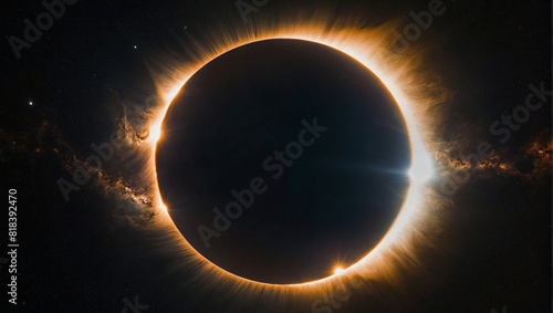 Majestic Solar Eclipse in Deep Space - A Cosmic Phenomenon.