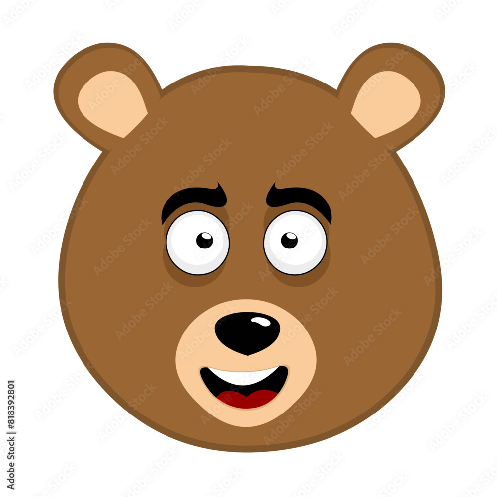 vector illustration face brown grizzly bear cartoon with a happy expression vector illustration face brown grizzly bear cartoon with a happy expression