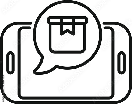 Outline vector icon of a delivery notification on a smartphone