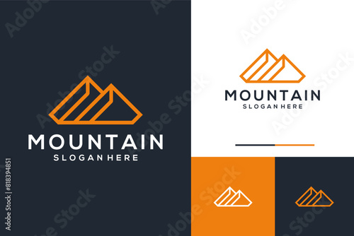 Mountain monoline minimalist logo design template