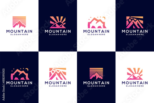 Set of triangle mountain logo design inspiration