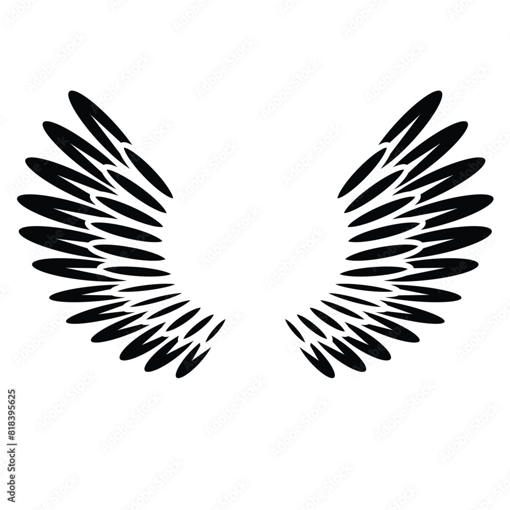 Fototapeta premium Angel Wings isolated on white, vector