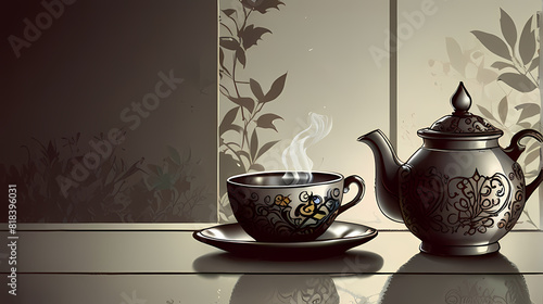 Illustration background of a cup of warm tea