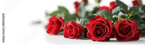 Vibrant Red Rose Bouquet Isolated on White Background - Perfect for Romantic Occasions and Wedding Decorations