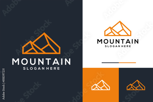 Mountain monoline minimalist logo design template