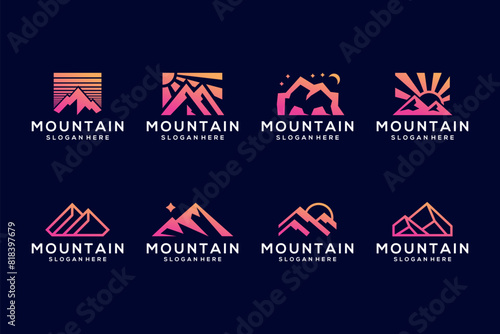 Set of triangle mountain logo design inspiration