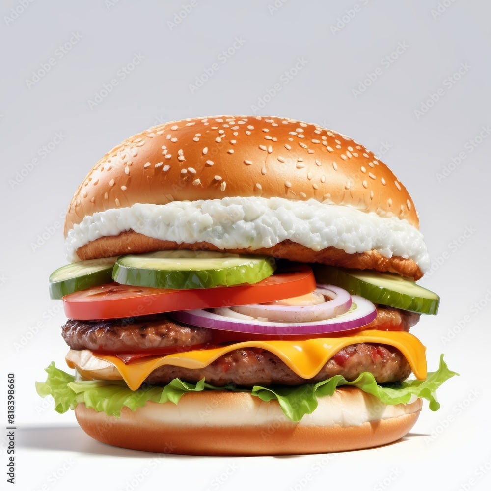 yper-Realistic Burger Illustration yper-Realistic Burger Illustration