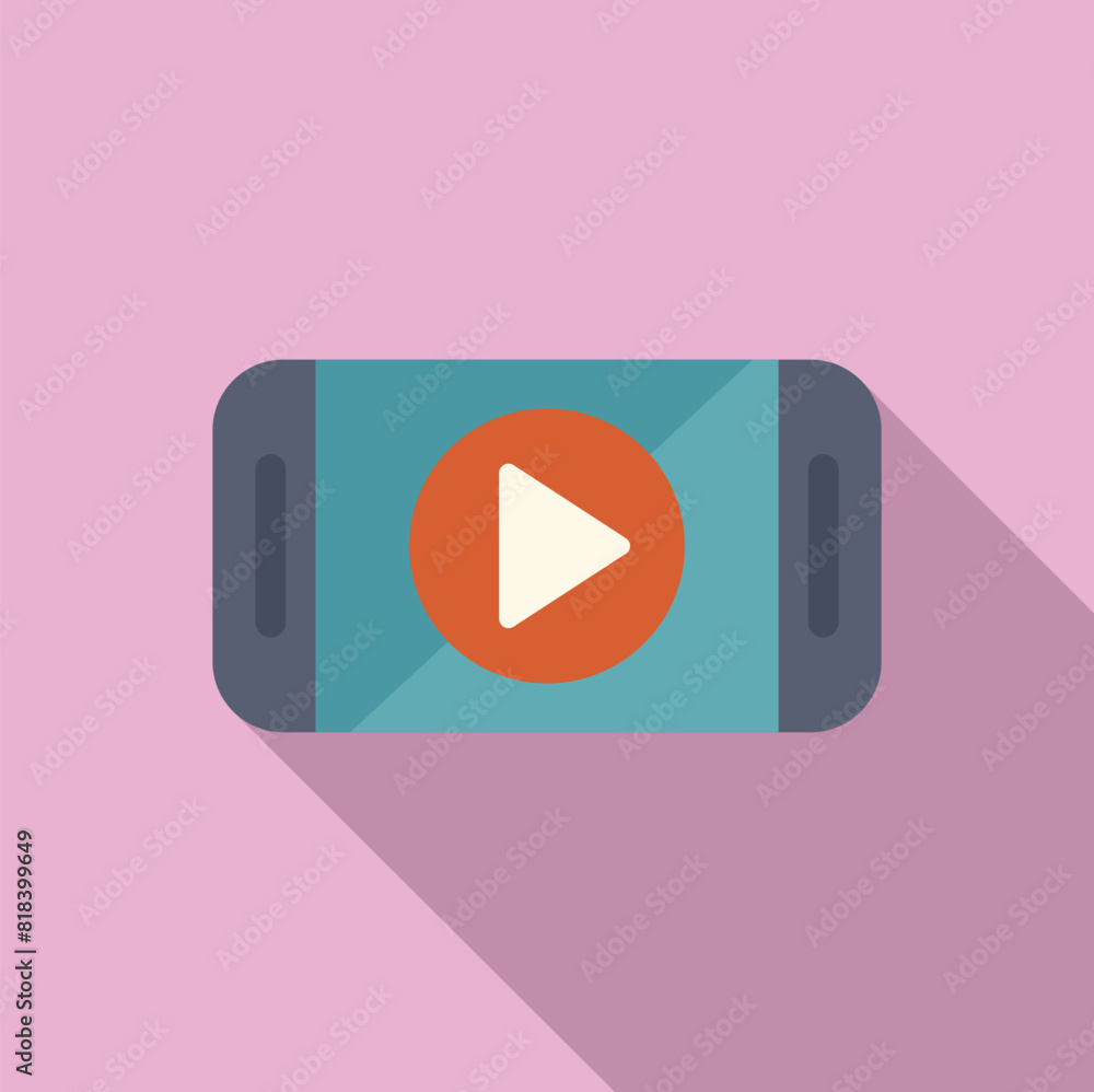 Flat design illustration of a video play button on a smartphone screen, with a pastel pink backdrop Flat design illustration of a video play button on a smartphone screen, with a pastel pink backdrop