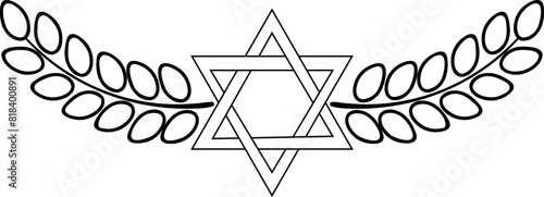 Star of David decorative element, black on transparent