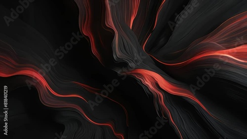 Dynamic curve line Striated flowing smooth motion red black color backdrop