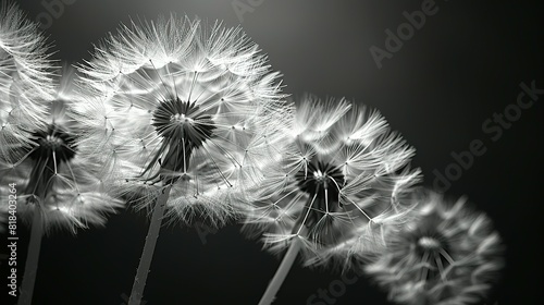 Naklejki na drzwi dandelion flower close up  black and white  Grief and loss concept
