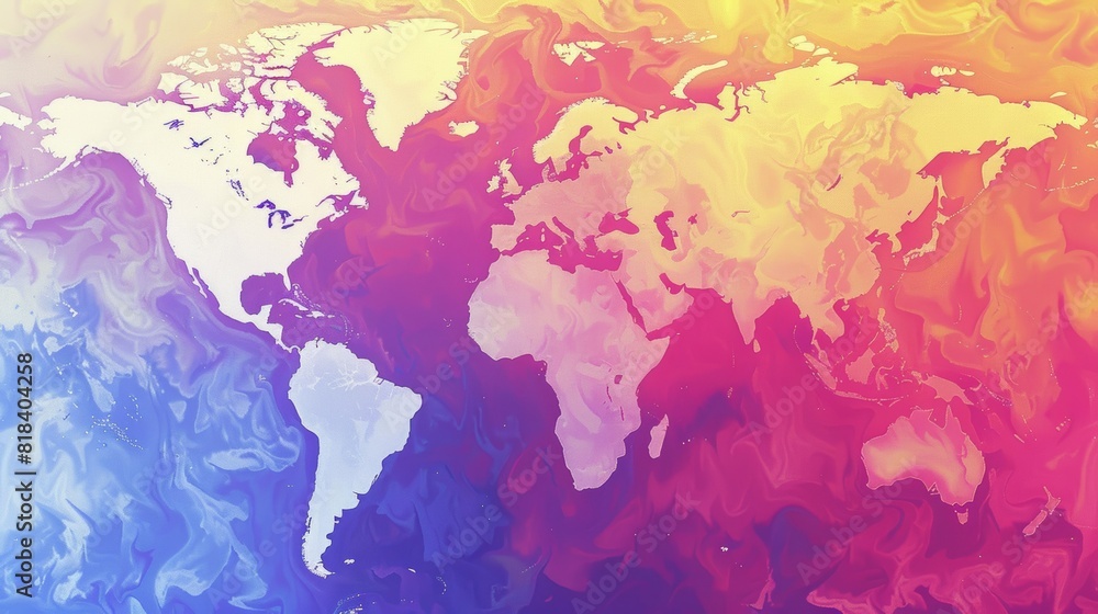 Naklejka premium Global Warming Impact Map: Visualizing Severity Across Regions