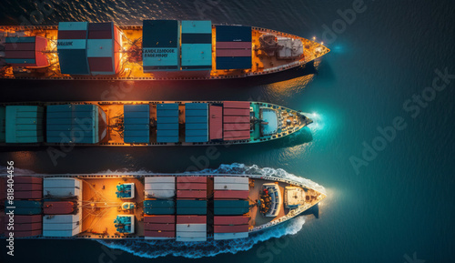 Aerial view of Container cargo ships © lali