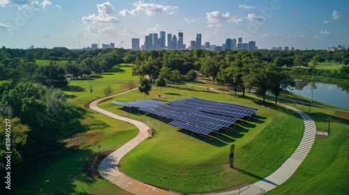 Urban Transformation  City Park Converted to Solar Farm Harnessing Clean Energy