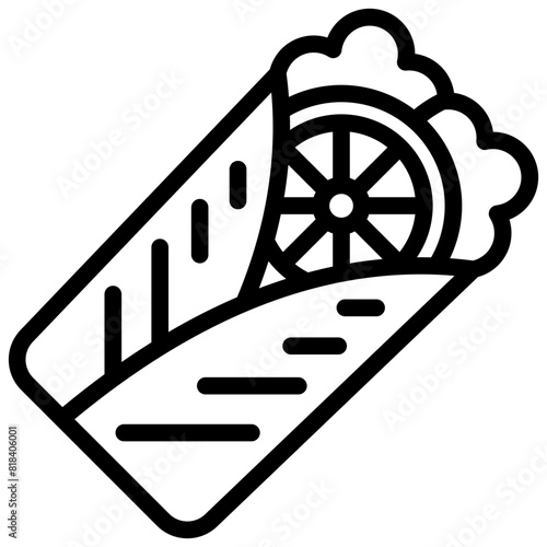 Burrito black outline icon, related to street food theme. use for modern concept, app and web development.