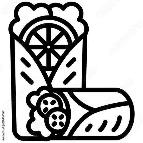 black outline icon, related to street food theme. use for modern concept, app and web development.