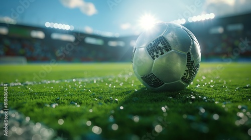 Close-up of Soccer Ball on Field in Stadium