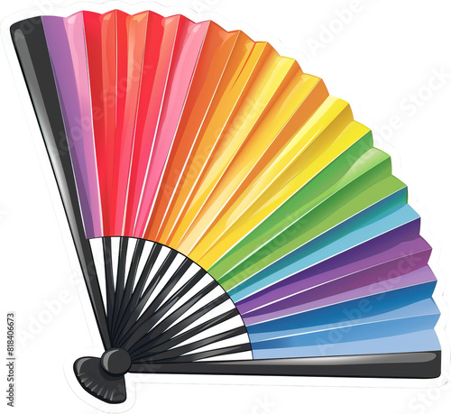 Hand fan illustration sticker for pride day over isolated transparent background