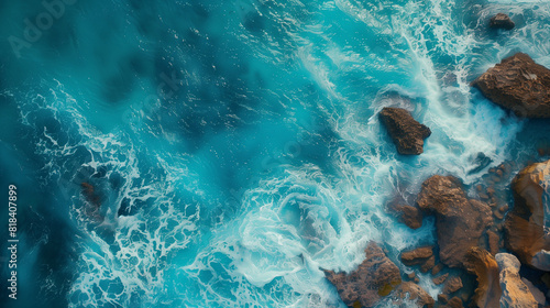 Aerial View of the Ocean and Rocks