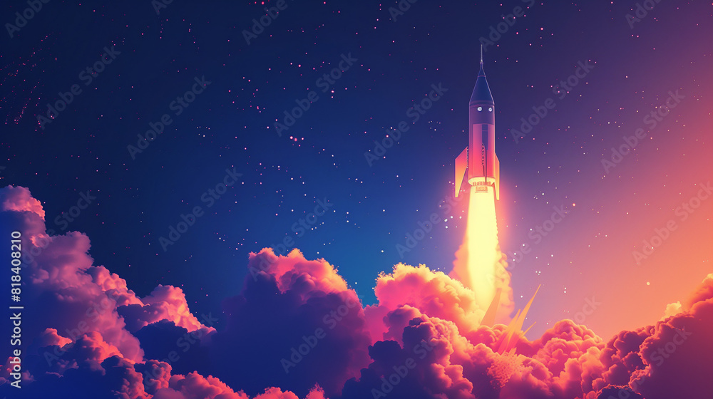 Naklejka premium Space Shuttle Ascent - Through Clouds
