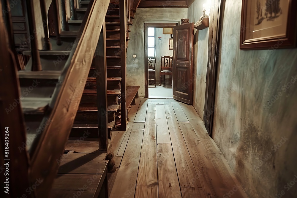 Obraz premium Interior of a wooden house