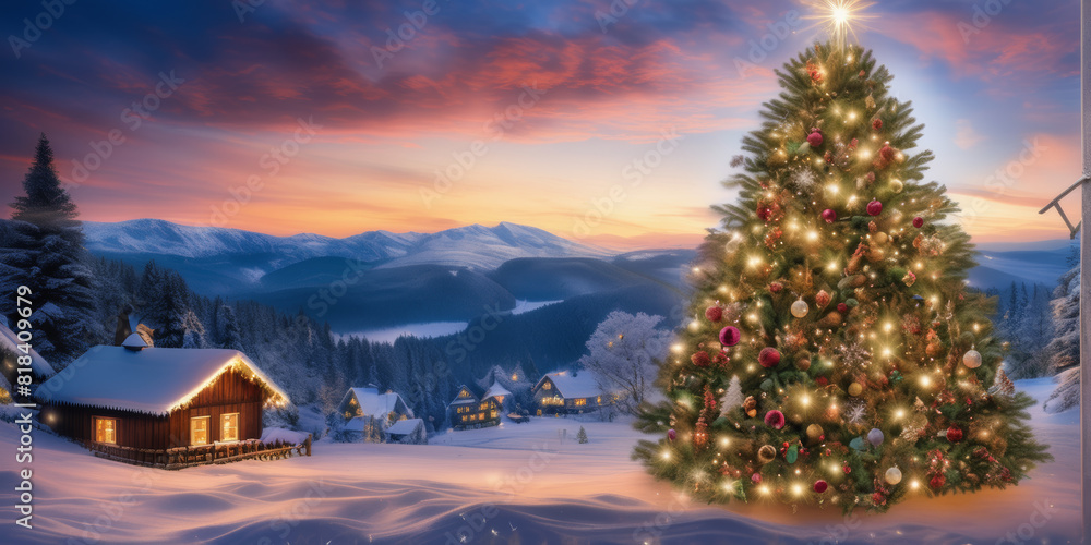 malerisches Weihnachten mit christbaum malerisches Weihnachten mit christbaum