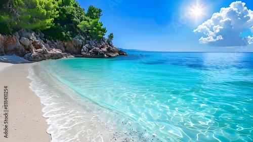 Beautiful beach with turquoise water and white sand in Croatia