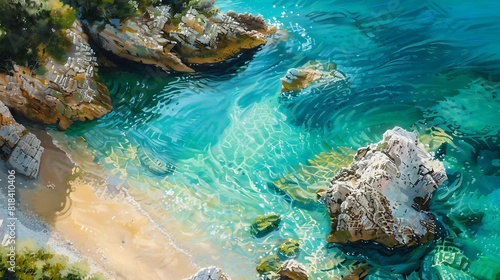 Fototapeta Naklejka Na Ścianę i Meble -  Beautiful beach with turquoise water and white sand in Croatia