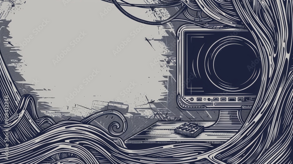 Logo and Text Retro Computer Screen Full Frame Title. retro ...