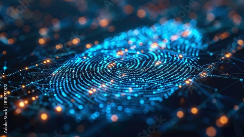 Smart law concept: a digital fingerprint intertwined with legal symbols, representing digital regulations.