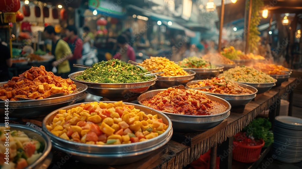 Colorful Street Food Market Display