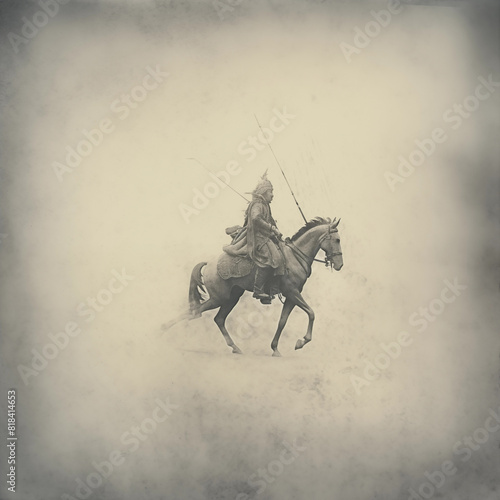 Mongolian cavalry ancient brown background