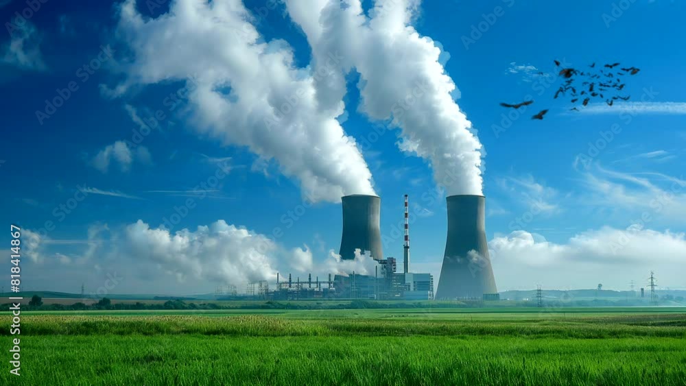 Birds flying around factory with smoke, suitable for environmental, industrial, pollution, wildlife themes in designs, articles, presentations, brochures. Birds flying around factory with smoke, suitable for environmental, industrial, pollution, wildlife themes in designs, articles, presentations, brochures.