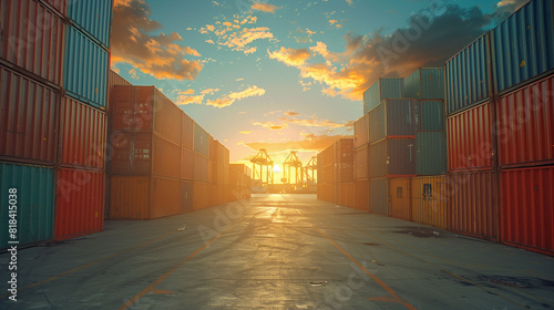 Wallpaper Mural  Container warehouse Container on a shipping logistics Torontodigital.ca