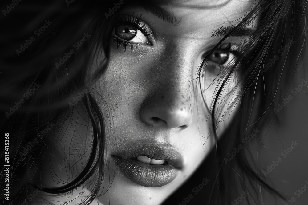 a beautiful girl or woman looking at the camera, shiny/glossy, fashion photography, magazine cover, half body a beautiful girl or woman looking at the camera, shiny/glossy, fashion photography, magazine cover, half body