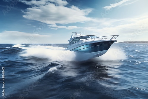Luxury motorboat on the sea photo