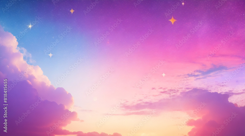 Rainbow unicorn pastel background with glitter stars. Pink fantasy sky. Holographic space with bokeh. Fairy iridescent gradient backdrop. Vector Rainbow unicorn pastel background with glitter stars. Pink fantasy sky. Holographic space with bokeh. Fairy iridescent gradient backdrop. Vector