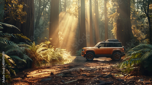 SUV in the jungle with sunlight © kura