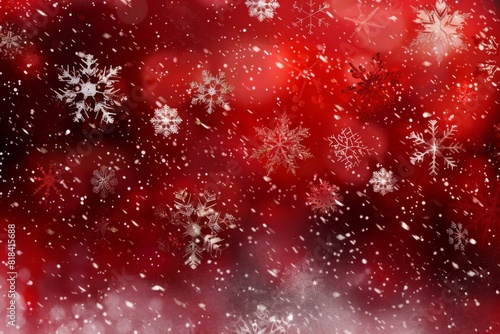 Winter background with snowflakes on a red background