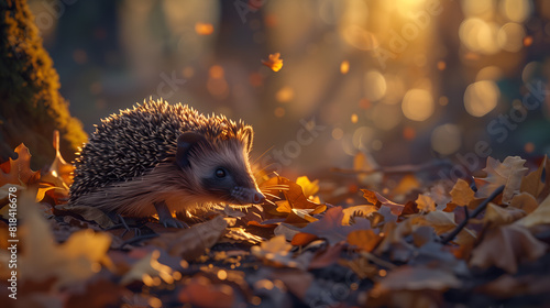 Portrait of a hedgehog in the wild photo